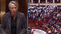 Pancartes, huées et Marseillaise...  la gauche chahute Élisabeth Borne à l'annonce du 49-3