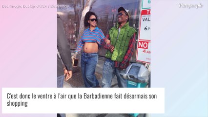 Rihanna enceinte et le ventre complètement à l'air : shopping en amoureux avec ASAP Rocky