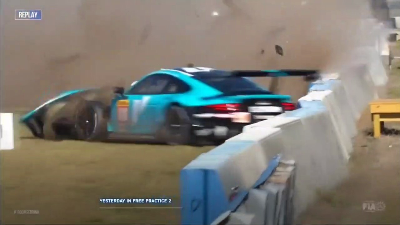 WEC 2023 1000 km Sebring FP2 Hardwick Big Crash