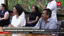 Gobernador Rocha signa convenio con la Acnur para atender el desplazamiento forzado interno