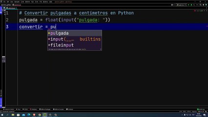 Convertir pulgadas a centímetros en Python