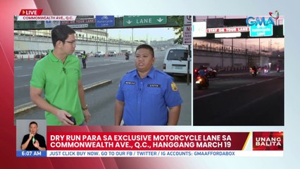 Dry run para sa exclusive motorcycle lane sa Commonwealth Ave., Q.C., hanggang March 19 | UB
