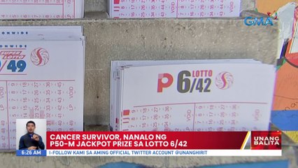 Cancer Survivor, nanalo ng P50-M jackpot prize sa lotto 6/42 | UB