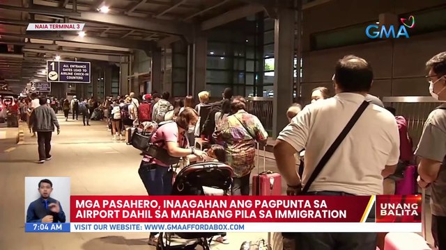 Mga pasahero, inaagahan ang pagpunta sa airport dahil sa mahabang pila sa immigration | UB