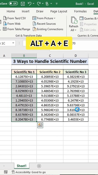 Ways To Handle Scientific Numbers In Excel #E+1 #shorts