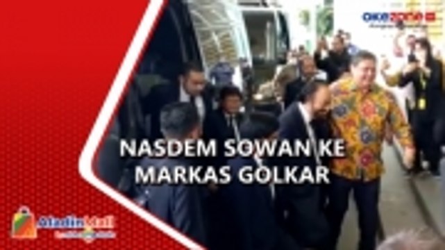Tiba di Markas Golkar, Surya Paloh Disambut Hangat Airlangga Hartarto