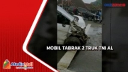 Detik-Detik Mobil Tabrak 2 Truk TNI AL di Kawasan Puncak