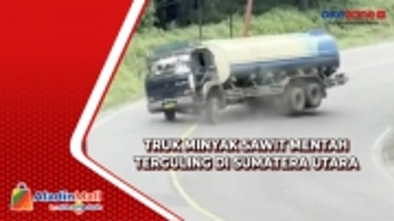 Truk Minyak Sawit Terguling akibat Tidak Kuat Menanjak