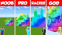 Minecraft Battle_ NOOB vs PRO vs HACKER vs GOD_ RAINBOW SPECTRITE HOUSE BUILD CHALLENGE _ Animation