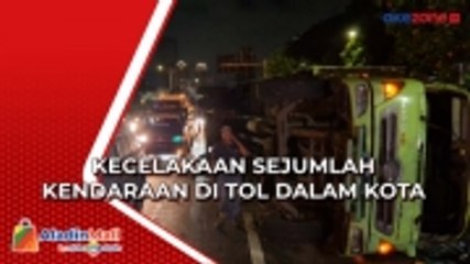 Kecelakaan Sejumlah Kendaraan di Tol Dalam Kota, Truk Bermuatan Kain Terguling