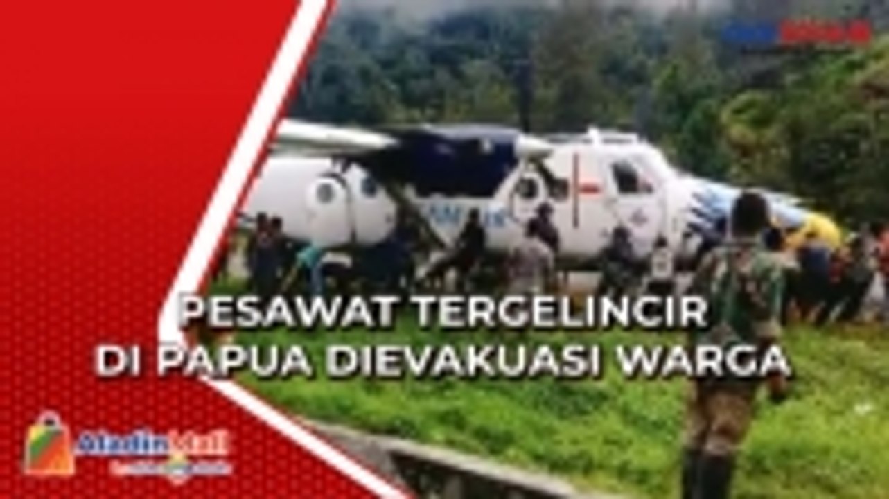Pesawat SAM Air yang Tergelincir di Beoga Papua Dievakuasi Warga dengan Alat Seadanya