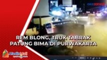 Rem Blong, Truk Tabrak Patung Bima dan Bus Karyawan di Purwakarta