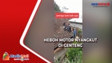 Gemparkan Magelang! Motor Nyangkut di Genteng Rumah Warga