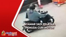 Nyamar Jadi Pelajar, Seorang Pemuda Curi Motor Terekam CCTV