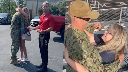 Navy Officer Surprises Family And Fiancee After 14 Months