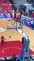 Justin Brownlee's son hitting shots during warm up