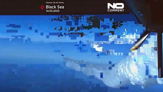 ویدئوی سوخت‌پاشیدن جنگنده روسی به روی پهپاد آمریکایی قبل از سقوط آن در دریای سیاه