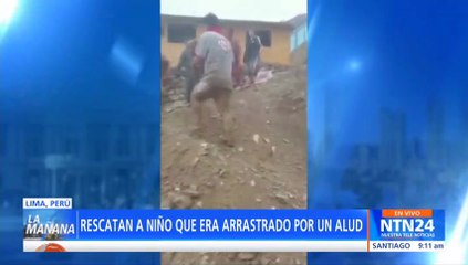 Rescate dramático en Perú: niño arrastrado por un deslizamiento de tierra es salvado por sus vecinos