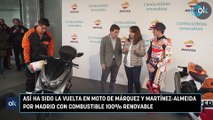 Así ha sido la vuelta en moto de Márquez y Martínez-Almeida por Madrid con combustible 100% renovable