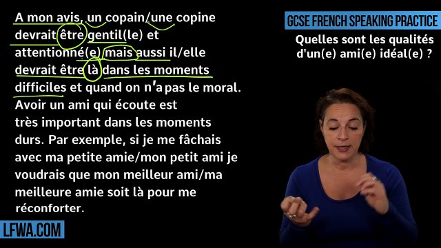 GCSE French Speaking: What are the qualities of an ideal friend? -9 - Learn French with Alexa