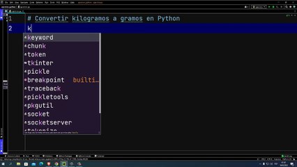 Convertir kilogramos a gramos en Python