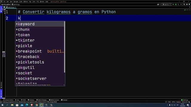 Convertir kilogramos a gramos en Python