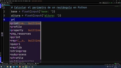 Calcular el perímetro de un rectángulo en Python
