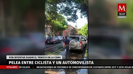 Ciclista pelea con automovilista que intentó evadir el tráfico invadiendo la ciclovía; CdMx
