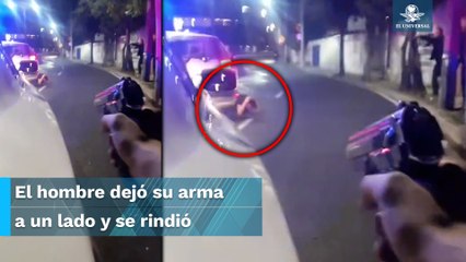 Captan momento en que secuestrador pide alto al fuego y se rinde ante policías en balacera de AO