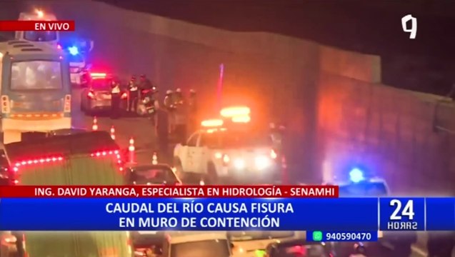 Río Rímac aumenta y causa fisuras en muro de contención de la vía de Evitamiento