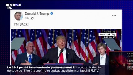 "JE SUIS DE RETOUR!": Donald Trump revient sur Facebook deux ans après sa suspension