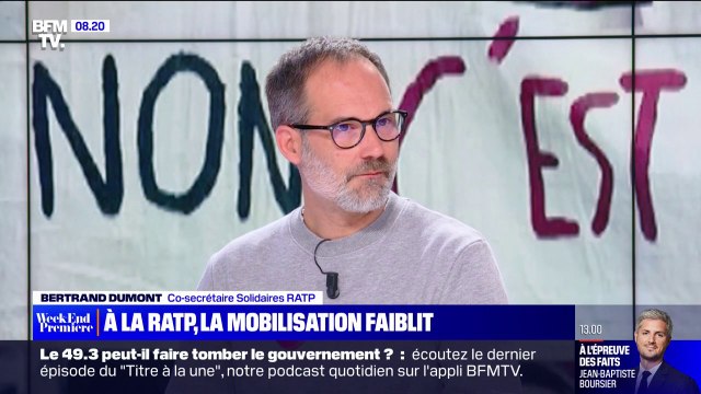 RATP: Les chiffres de grévistes vont forcément remonter , affirme Bertrand Dumont (Solidaires)