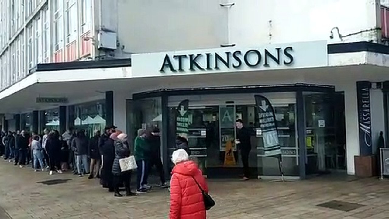 Atkinsons Sheffield Shoppers politely funnel in department store for