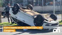 Carro capota em John Boyd Lopes, em Campinas