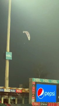 PSL08 Amazing scenes of paragliding at Gaddafi Stadium Lahore before the mega final of PSL 2023 between Multan Sultans & Lahore Qalandars. #LQvMS #MSvLQ #PSL08