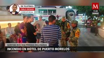 En Quintana Roo, incendio en Puerto Morelos consume 11 cuartos de un hotel