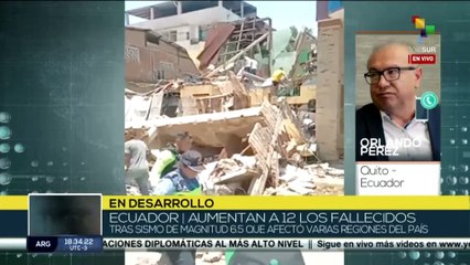 Reportes desde Ecuador indican que ascienden a 12 los fallecidos por terremoto