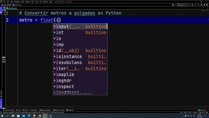 Convertir metros a pulgadas en Python