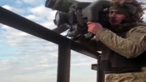 Ukrainian marines destroy Russian tank using javelin missile in Donetsk