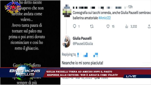 Giulia Pauselli torna ad Amici22 dopo il parto risponde alle critiche: 'Non è andata come volevo'