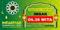 Imsakiyah Ramadhan 1444 H - 2023 H Wilayah Kabupaten Sinjai Hari Ke - 5