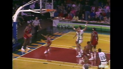 Muggsy Bogues one-handed buzzer beater from beyond half court vs. MIL in 1987