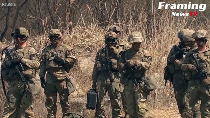 Tentara AS melakukan latihan serangan udara di Korea Selatan