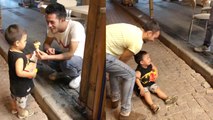 See furious reaction of little ice cream lover to the famous Turkish trick!