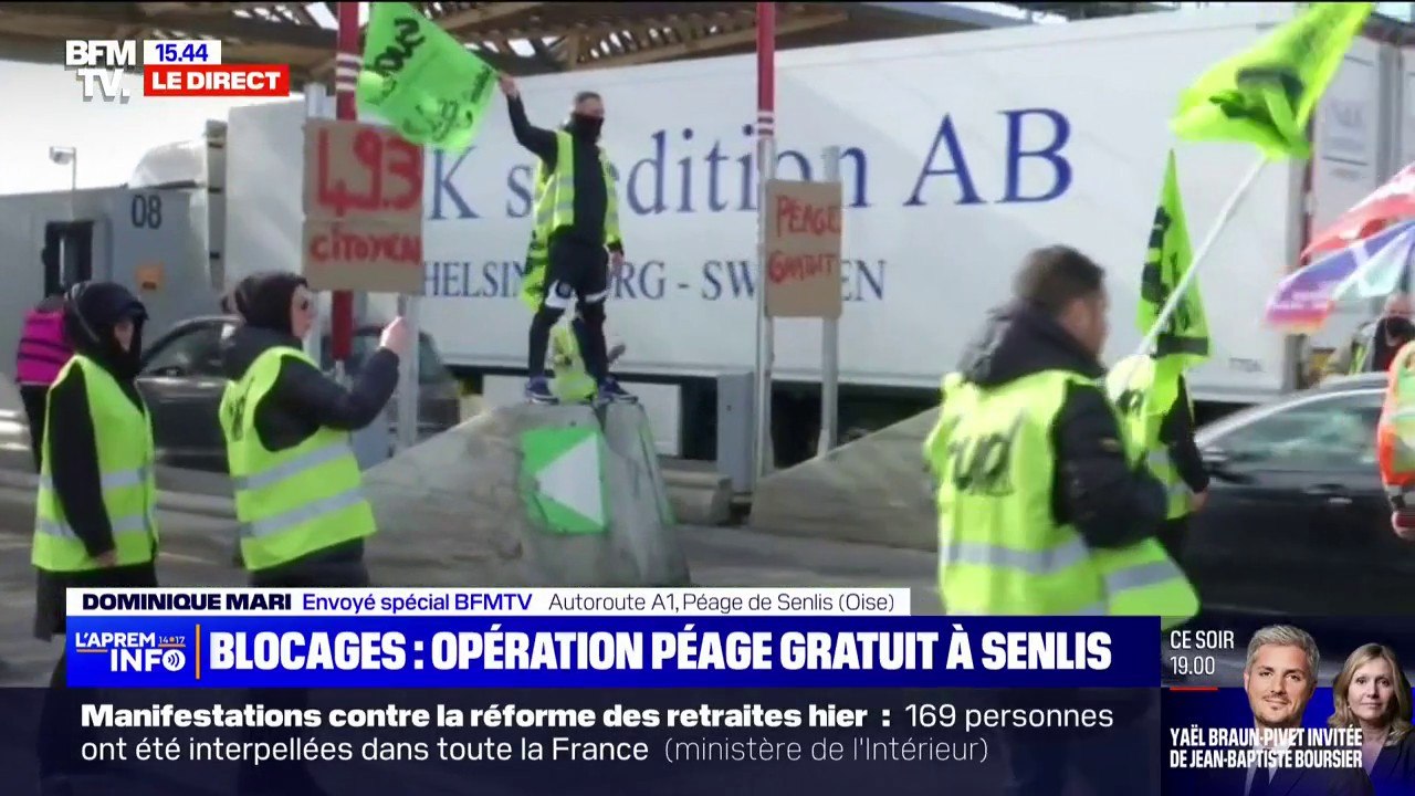 Opération péage gratuit à Senlis, dans l'Oise,...