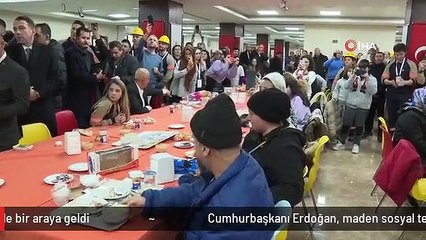 Cumhurbaşkanı Erdoğan, maden sosyal tesislerinde depremzedelerle bir araya geldi