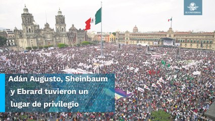 Corcholatas miden fuerzas en mitin del 18 de Marzo