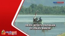 Sawah Tergenang Banjir di Grobogan Disulap Jadi Objek Wisata Perahu Dadakan