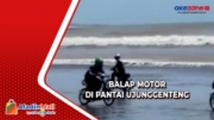 Balap Motor di Pantai Ujunggenteng Sukabumi, Satu Peserta Terpental dan Tertabrak