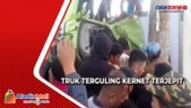 Truk Hantam Pohon dan Terguling di Kabanjahe, Kernet Terjepit